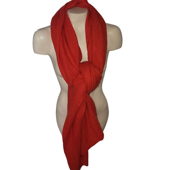 Vibrant Red Knit Scarf Wrap By Free people Soft & Warm Accessory - Picture 5 of 5